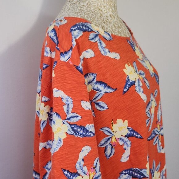Old Navy Women's Size 4X Tropical Print Short Sleeve  Round Neck Tie Front Top - Picture 6 of 14